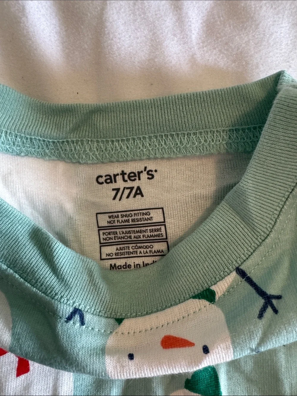 Carter's Light Aqua Snowman Pajama Set